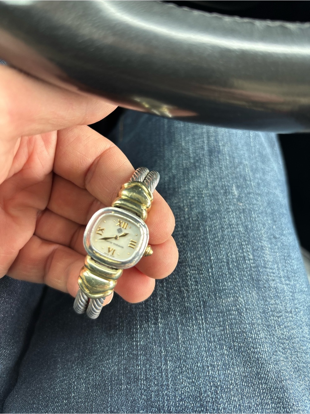 David Yurman Two-Tone Cable Bracelet Watch in Sterling Silver and 14 kGold